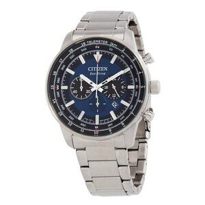 NWT Authentic Citizen Chronograph Eco-Drive Blue Dial Men's Watch